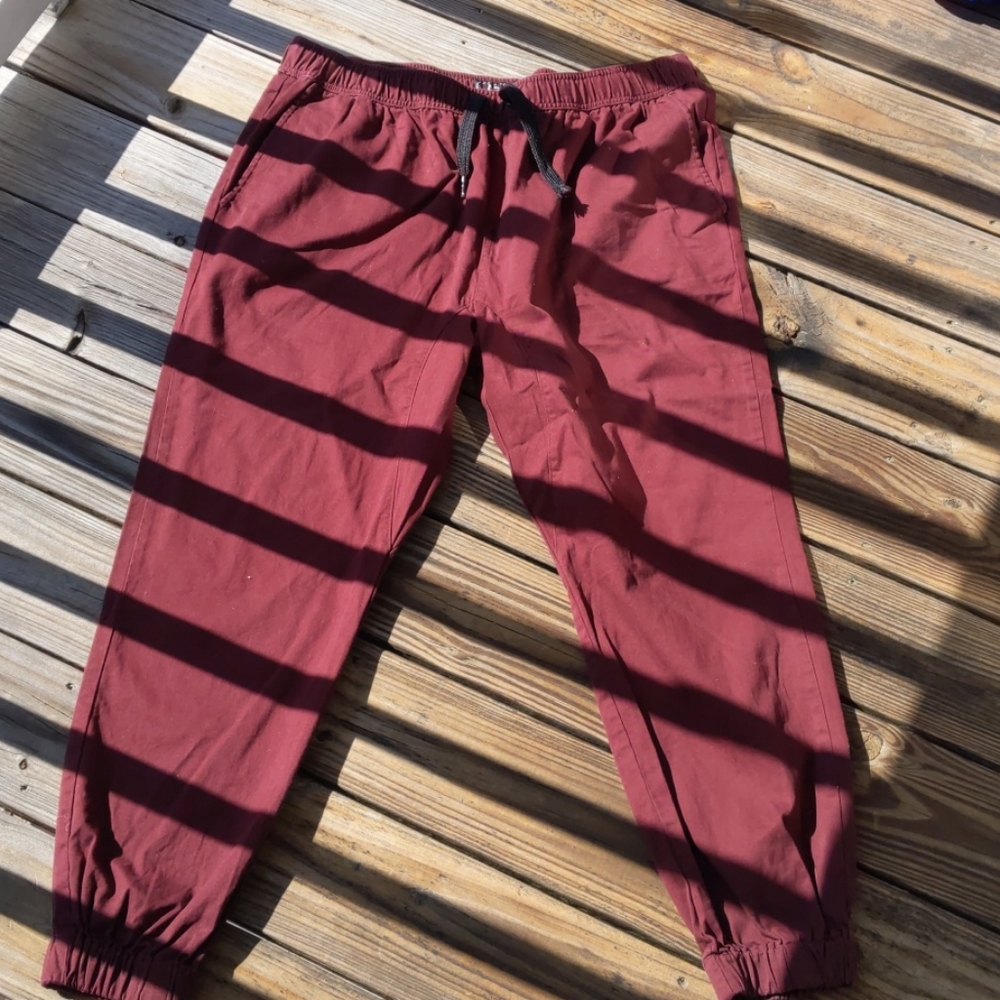 Burgundy maroon twill joggers